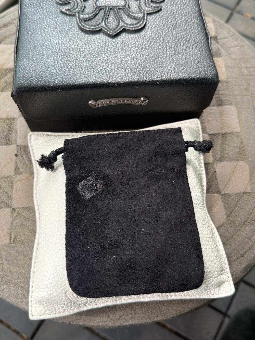 Chrome Hearts Jewelry Pouch Bag OEM Authentic Black Suede Drawstring Rare